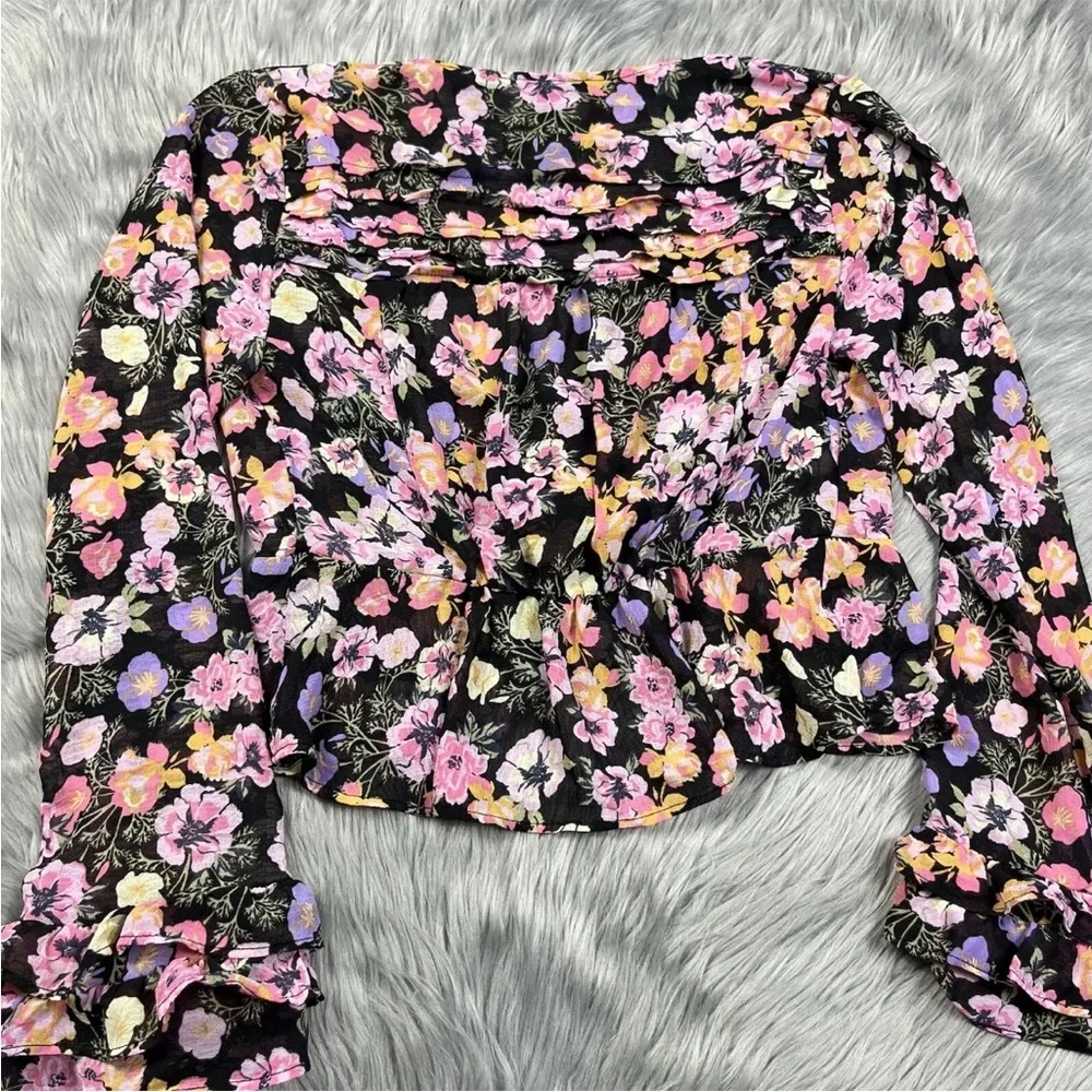 Free People Maybel Floral Blouse Tie Front Size XS